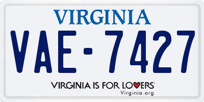 VA license plate VAE7427