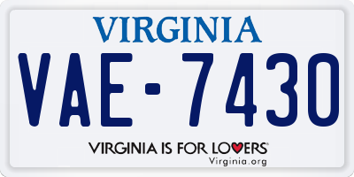 VA license plate VAE7430