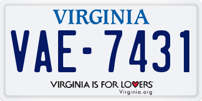 VA license plate VAE7431