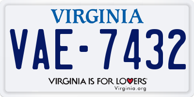 VA license plate VAE7432