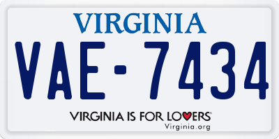 VA license plate VAE7434