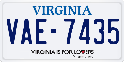 VA license plate VAE7435