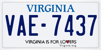 VA license plate VAE7437