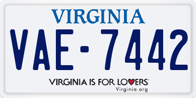 VA license plate VAE7442