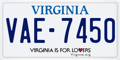 VA license plate VAE7450