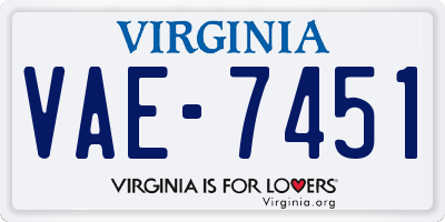 VA license plate VAE7451