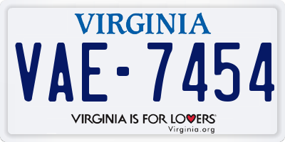 VA license plate VAE7454