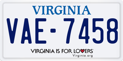 VA license plate VAE7458