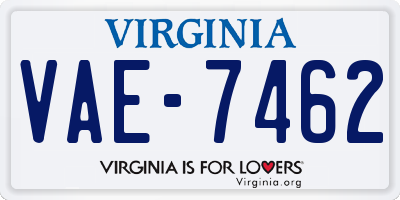 VA license plate VAE7462