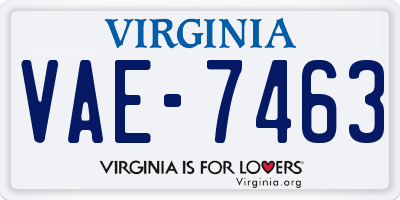 VA license plate VAE7463