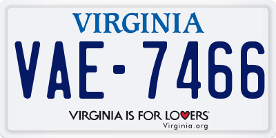 VA license plate VAE7466