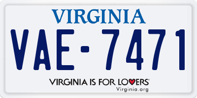 VA license plate VAE7471