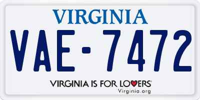 VA license plate VAE7472