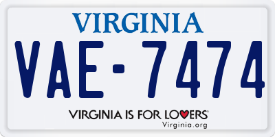 VA license plate VAE7474