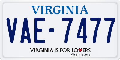 VA license plate VAE7477