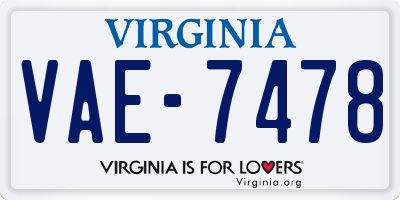 VA license plate VAE7478