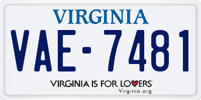 VA license plate VAE7481