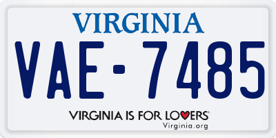 VA license plate VAE7485