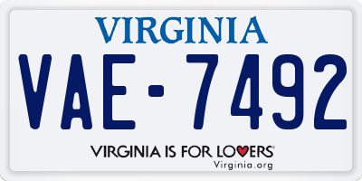 VA license plate VAE7492