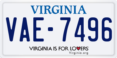 VA license plate VAE7496