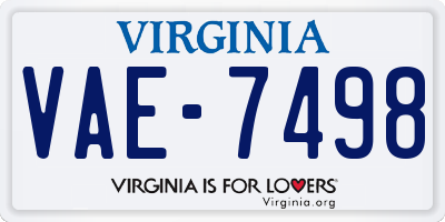 VA license plate VAE7498