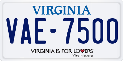 VA license plate VAE7500