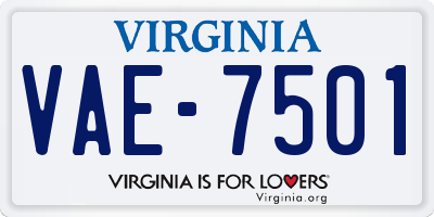 VA license plate VAE7501