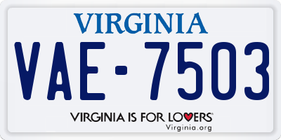 VA license plate VAE7503