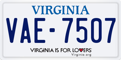 VA license plate VAE7507