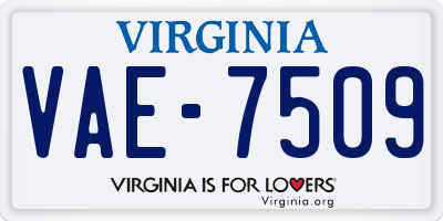 VA license plate VAE7509