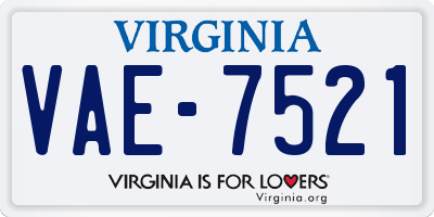 VA license plate VAE7521