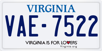 VA license plate VAE7522