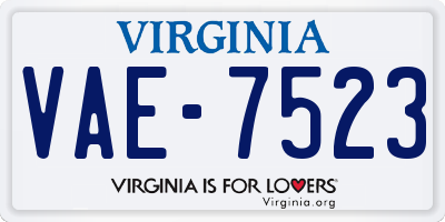 VA license plate VAE7523