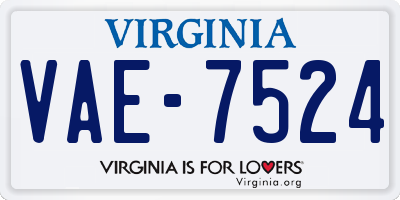 VA license plate VAE7524