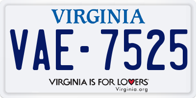 VA license plate VAE7525