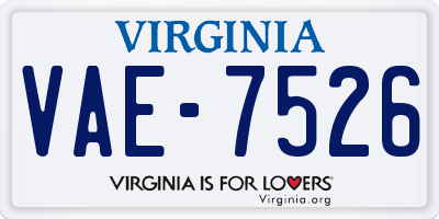 VA license plate VAE7526