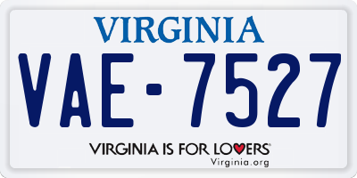 VA license plate VAE7527