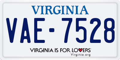 VA license plate VAE7528