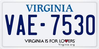 VA license plate VAE7530