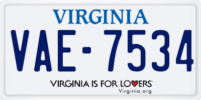 VA license plate VAE7534