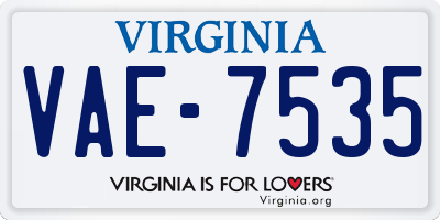 VA license plate VAE7535