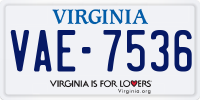 VA license plate VAE7536