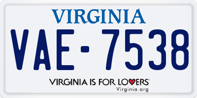 VA license plate VAE7538