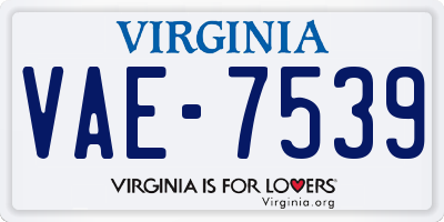 VA license plate VAE7539