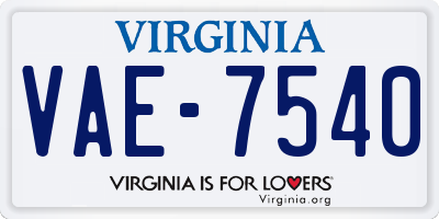 VA license plate VAE7540
