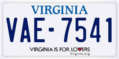 VA license plate VAE7541