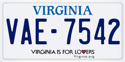 VA license plate VAE7542