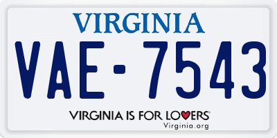 VA license plate VAE7543