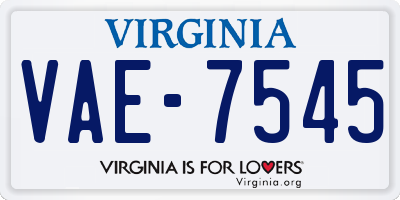 VA license plate VAE7545