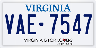VA license plate VAE7547